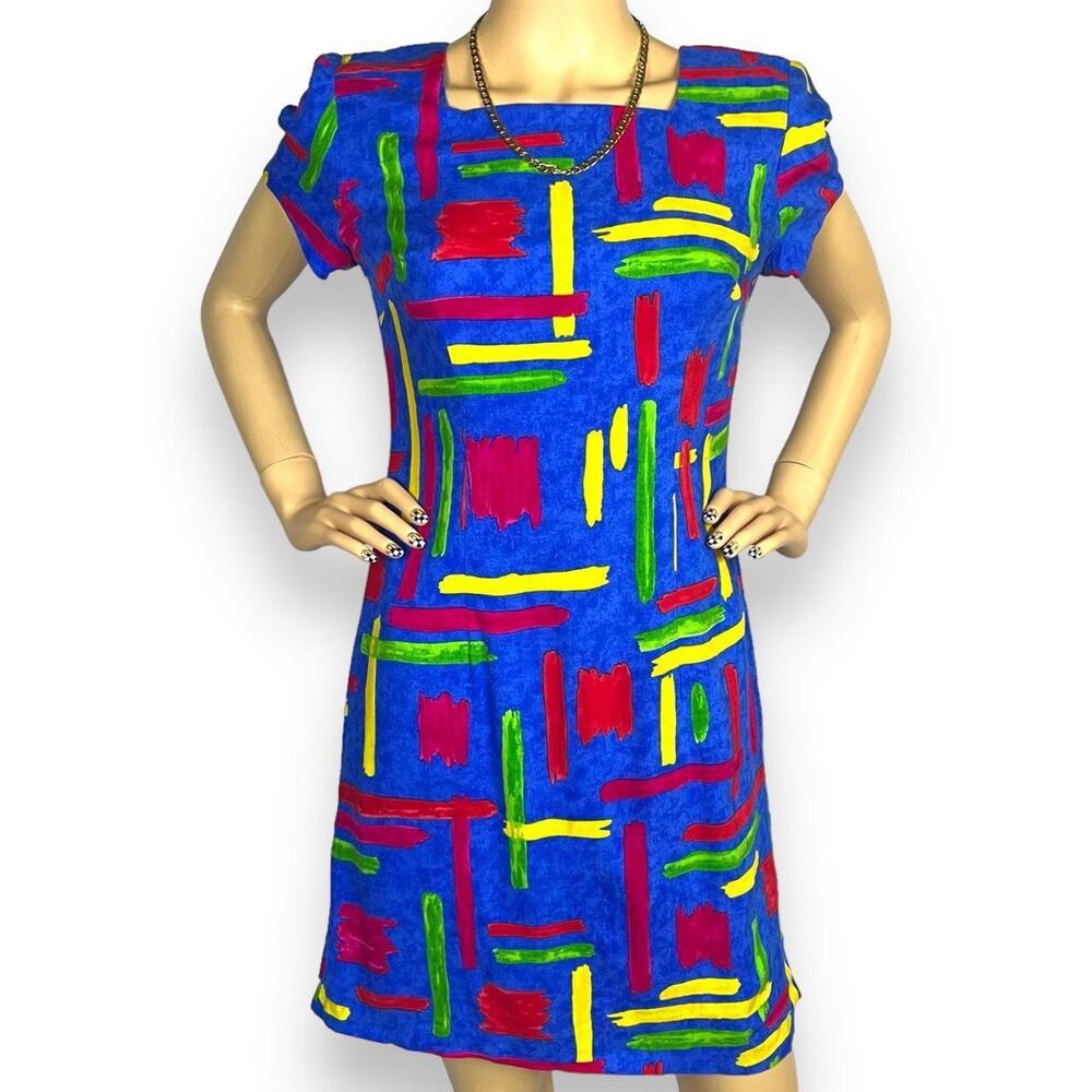 90s colorful dress lined shift